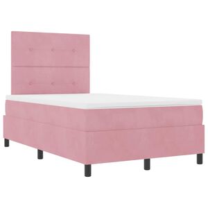 vidaXL Lit &agrave; ressort LED avec matelas Rose 120 x 200 cm tissu