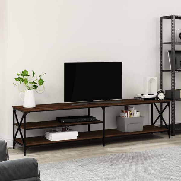 vidaXL Meuble TV ch&ecirc;ne marron 200x40x50 cm bois d'ing&eacute;nierie et m&eacute;tal