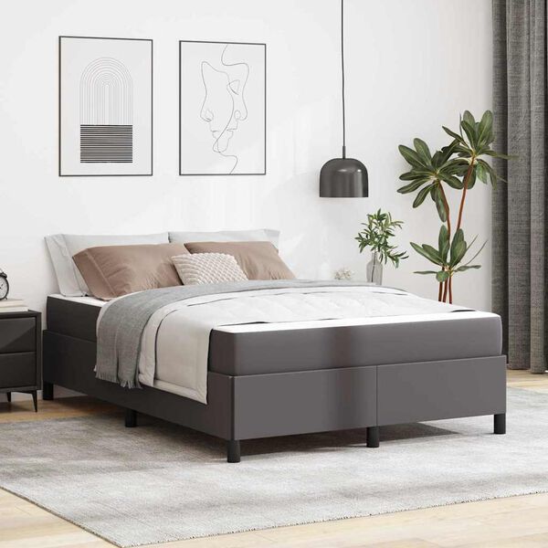 vidaXL Cadre de lit avec matelas Gris 140 x 200 cm tissu