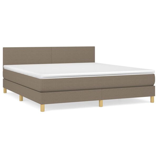 vidaXL Sommier &agrave; lattes de lit avec matelas Taupe 160x200 cm Tissu