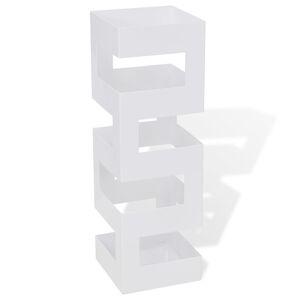 Blanc Carr&eacute; Porte-parapluie Stockage pour cannes b&acirc;tons Acier 48,5 cm