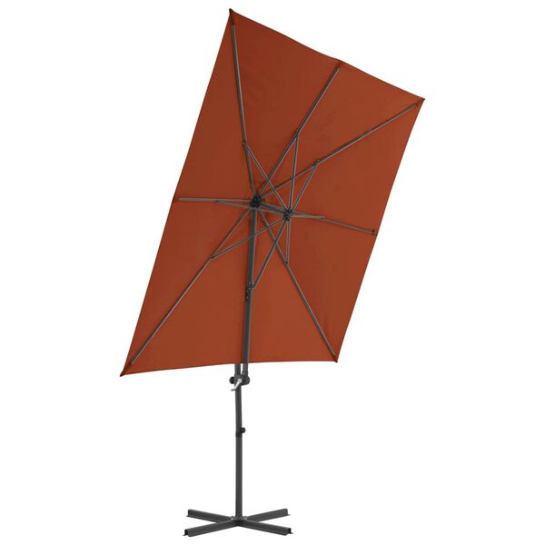 vidaXL Parasol de jardin en porte-à-faux avec mât en acier terre cuite