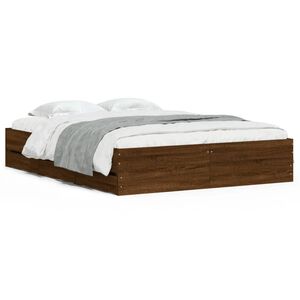 vidaXL Cadre de lit avec tiroirs sans matelas ch&ecirc;ne marron 150x200 cm