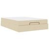 vidaXL Cadre de lit avec matelas 2 pi&egrave;ces Cr&egrave;me tissu