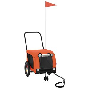 vidaXL Remorque de v&eacute;lo pour animaux de compagnie orange et noir