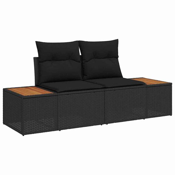 vidaXL Ensemble de canapé de jardin avec coussin 6 pcs Noir Poly rotin