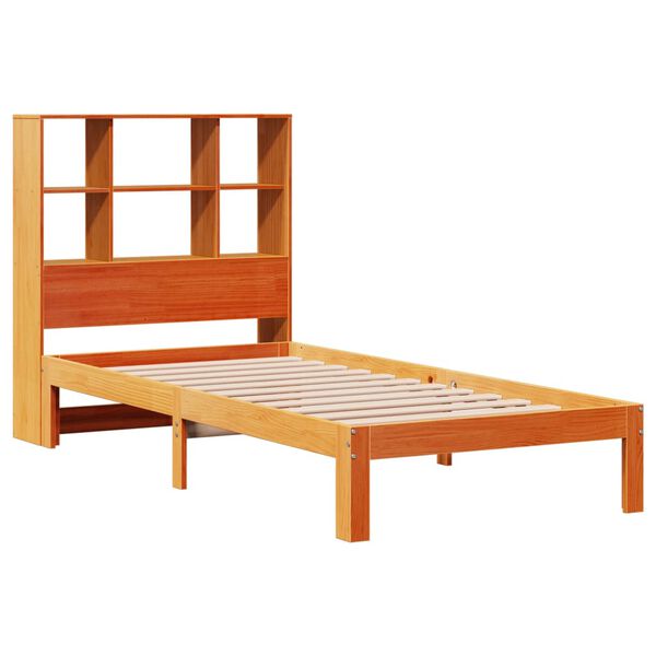 vidaXL Lit bibliothèque sans matelas cire marron 90x200 cm pin massif