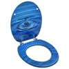 vidaXL Si&egrave;ge de toilette avec couvercle MDF Bleu Gouttes d'eau