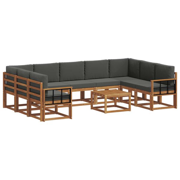 vidaXL Ensemble de canap&eacute;s d'ext&eacute;rieur 10 pcs Naturel et Anthracite