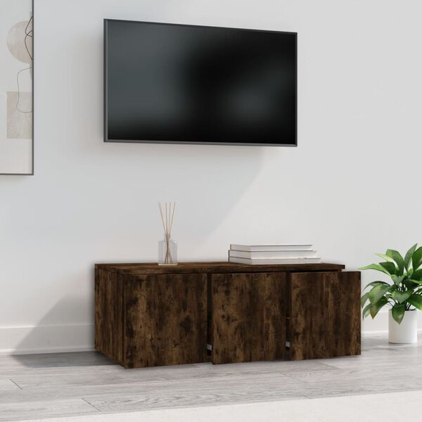 vidaXL Meuble TV Ch&ecirc;ne fum&eacute; 80x34x30 cm Bois d'ing&eacute;nierie