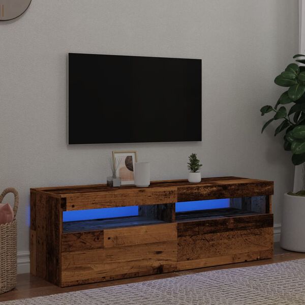 vidaXL Meuble TV avec lumi&egrave;res LED vieux bois bois d'ing&eacute;nierie