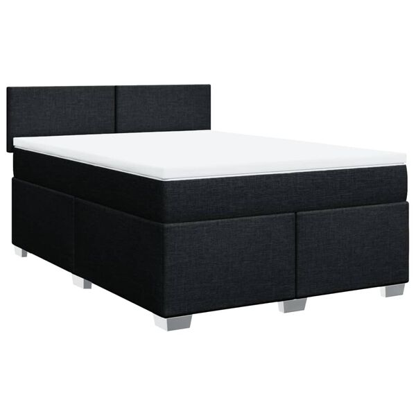 vidaXL Sommier &agrave; lattes de lit avec matelas Noir 140x190 cm Tissu