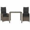 vidaXL Ensemble de bistro de jardin 3 pcs coussins gris poly rotin