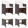 vidaXL Jeu de chaise et tabouret de jardin 4 pcs R&eacute;sine tress&eacute;e Marron