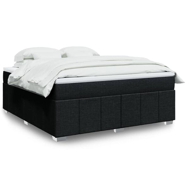 vidaXL Sommier &agrave; lattes de lit avec matelas Noir 180x200 cm Tissu