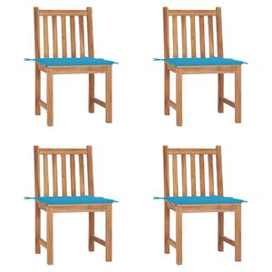 vidaXL Chaises de jardin lot de 4 avec coussins Bois de teck massif