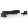 vidaXL Salon de jardin 6 pcs avec coussins R&eacute;sine tress&eacute;e Gris fonc&eacute;