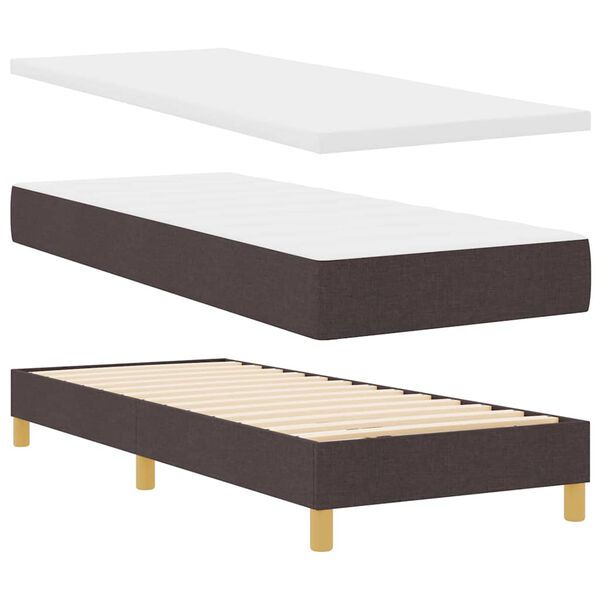 vidaXL Lit &agrave; ressorts avec matelas Marron fonc&eacute; 80 x 200 cm tissu