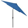 vidaXL Parasol de jardin avec LED et mât en acier bleu azuré 2x3 m