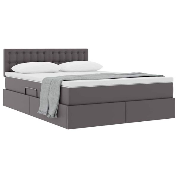vidaXL Lit avec rangement et matelas Gris 140 x 190 cm Simili cuir