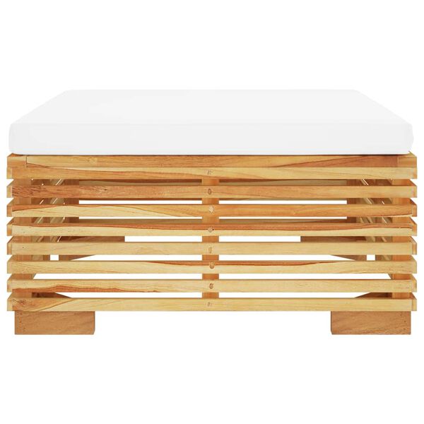 vidaXL Repose-pied de jardin avec coussin crème Bois de teck massif