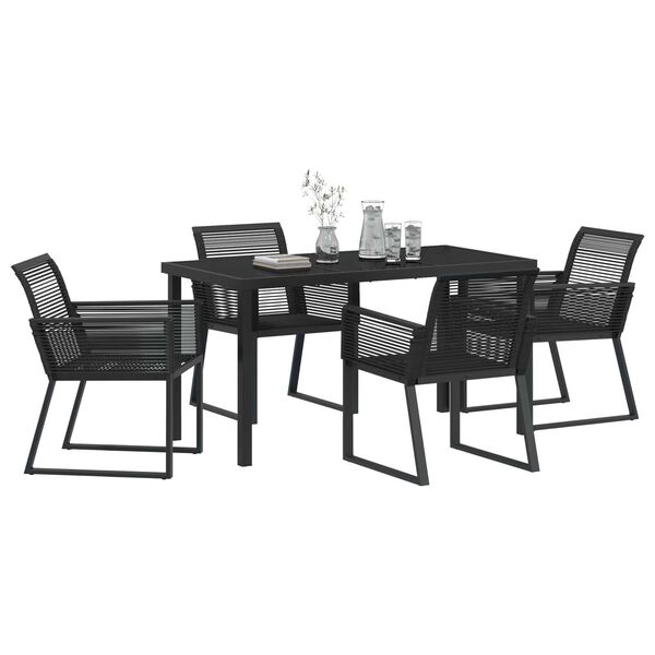 vidaXL Ensemble de salle &agrave; manger pour jardin 5 pcs Noir