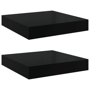 vidaXL Étagère murale flottante 2 pcs Noir brillant 23x23,5x3,8 cm MDF