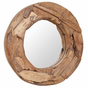vidaXL Miroir d&eacute;coratif Teck 60 cm Rond