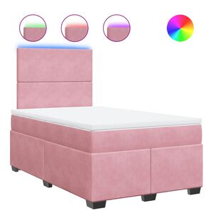 vidaXL Sommier &agrave; lattes de lit avec matelas rose 120x190 cm velours