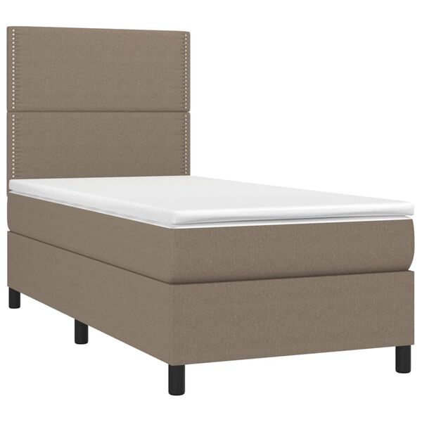 vidaXL Sommier &agrave; lattes de lit avec matelas Taupe 90x190 cm Tissu