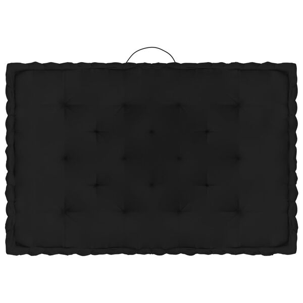 vidaXL Coussins de plancher de palette lot de 4 Noir Coton