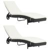 vidaXL Chaises longues lot de 2 avec roues et coussins R&eacute;sine tress&eacute;e