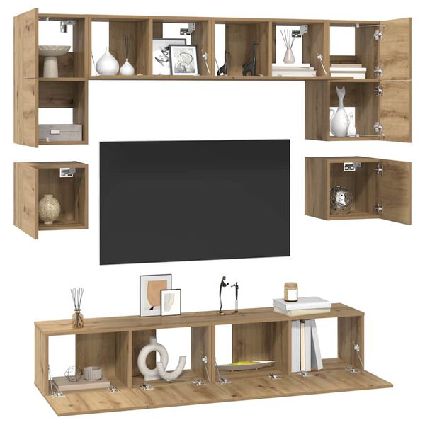 vidaXL Ensemble meuble TV 8 pcs Ch&ecirc;ne artisanal Bois d'ing&eacute;nierie