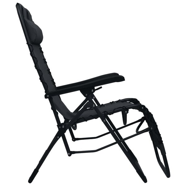 vidaXL Chaise pliable de terrasse Noir Textil&egrave;ne