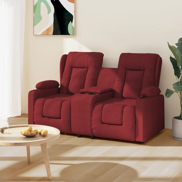 vidaXL Fauteuil de massage inclinable 2 places porte-gobelets bordeaux