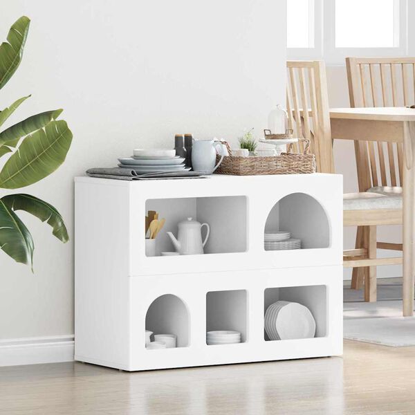 vidaXL Buffet Blanc 80,5 x 35 x 59 cm Bois d'ing&eacute;nierie