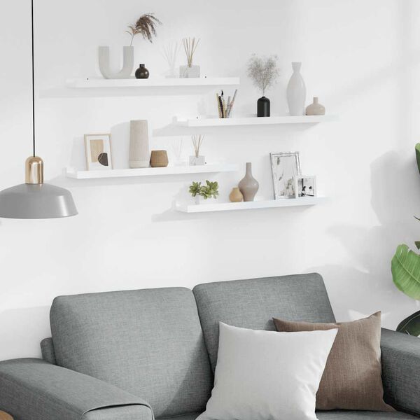 vidaXL &Eacute;tag&egrave;res murales 4 pcs Blanc brillant 60x9x3 cm