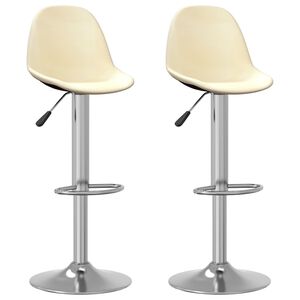 vidaXL Tabourets de bar lot de 2 cr&egrave;me tissu