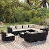 vidaXL Salon de jardin 10 pcs avec coussins R&eacute;sine tress&eacute;e Noir