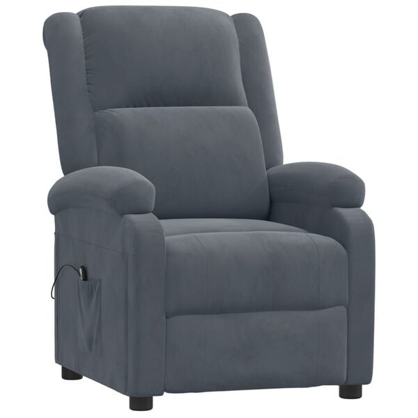 vidaXL Fauteuil inclinable &eacute;lectrique Gris fonc&eacute; Velours