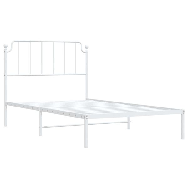 vidaXL Cadre de lit m&eacute;tal sans matelas et t&ecirc;te de lit blanc 107x203 cm