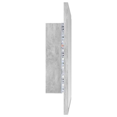 vidaXL Miroir à LED de salle de bain Gris béton 40x8,5x37 cm Aggloméré