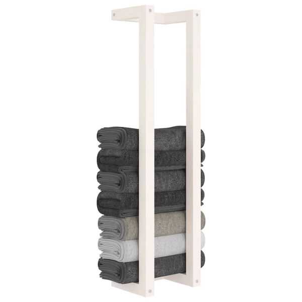 vidaXL Porte-serviette Blanc 23x18x90 cm Bois de pin massif