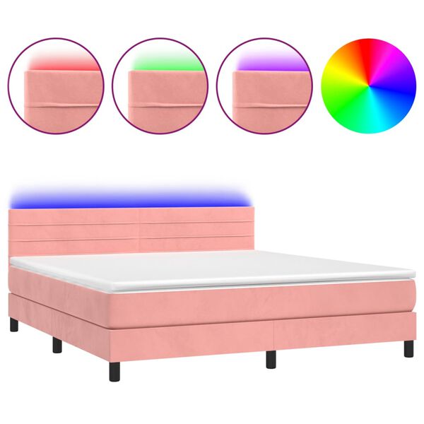 vidaXL Sommier &agrave; lattes de lit avec matelas et LED Rose 160x200 cm