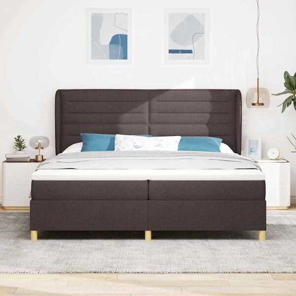 vidaXL Lit &agrave; ressorts avec matelas gris fonc&eacute; 90x190 cm Marron fonc&eacute;