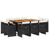 vidaXL Ensemble &agrave; manger de jardin 11 pcs coussins noir r&eacute;sine tress&eacute;e