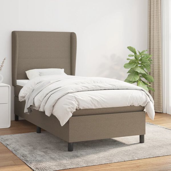 vidaXL Sommier &agrave; lattes de lit avec matelas Taupe 100x200 cm Tissu