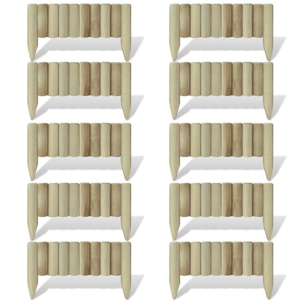vidaXL Panneaux de bordure de pelouse 10 pcs Bois 60 cm
