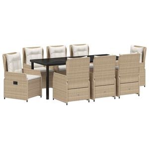 vidaXL Ensemble de salle &agrave; manger pour jardin 9 pc Beige et Gris clair