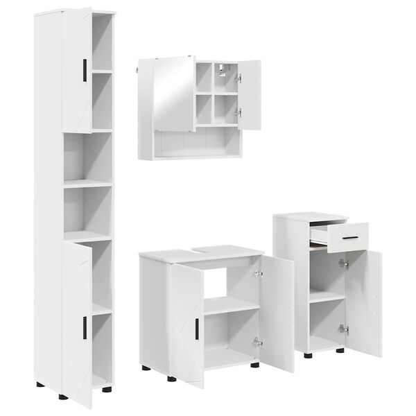 vidaXL Ensemble de mobilier de salle de bain avec tiroir 4 pcs Blanc